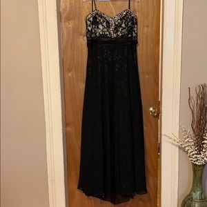 Black Plus Size Jeweled Strapless Evening Gown